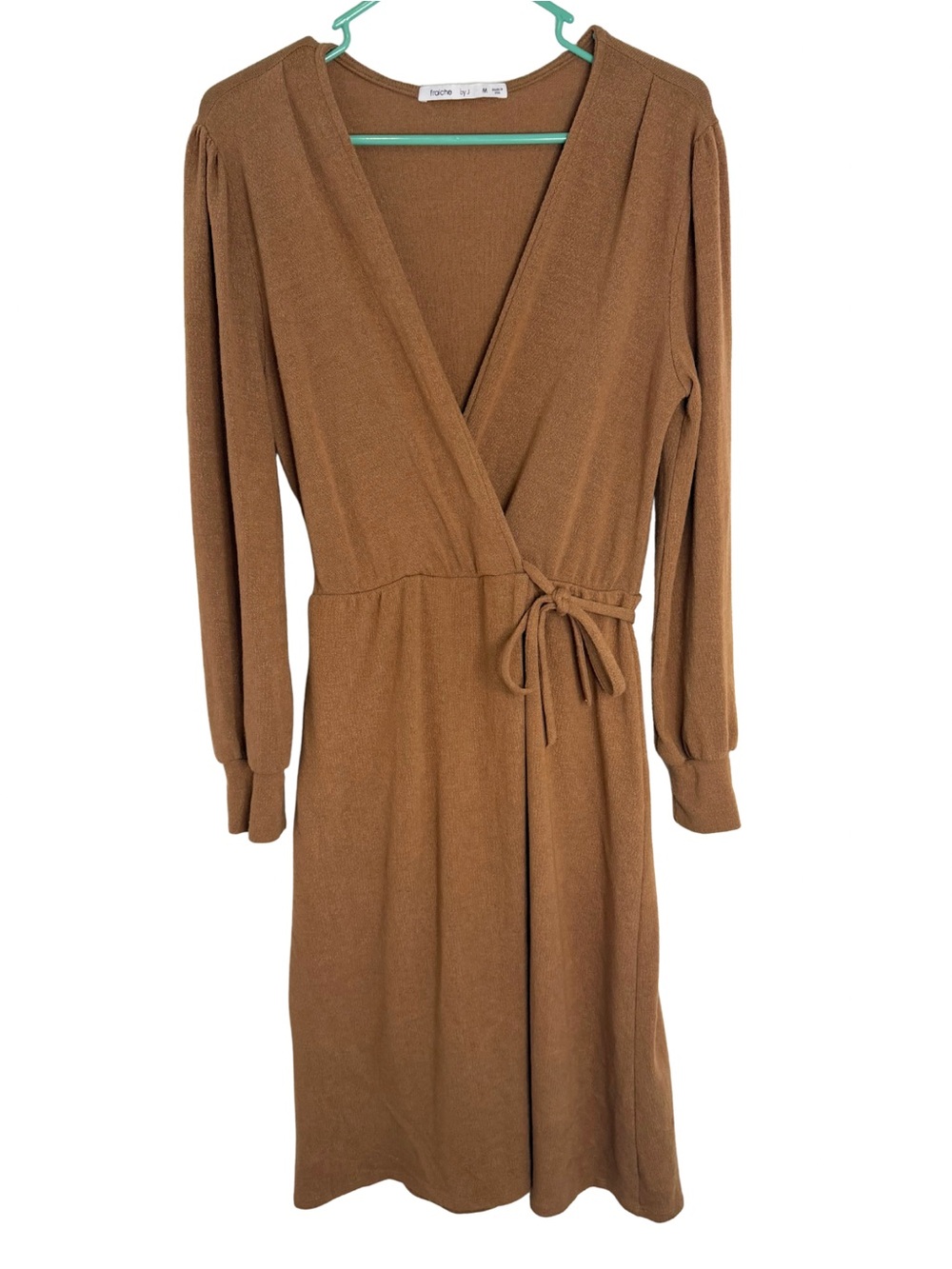 Fraiche by J Brown Long Sleeve Faux Wrap Knit Dress